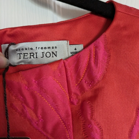 Vintage Rickie Freeman Teri Jon Jacquard Beaded Dress Designer Size 4 - Picture 2 of 10